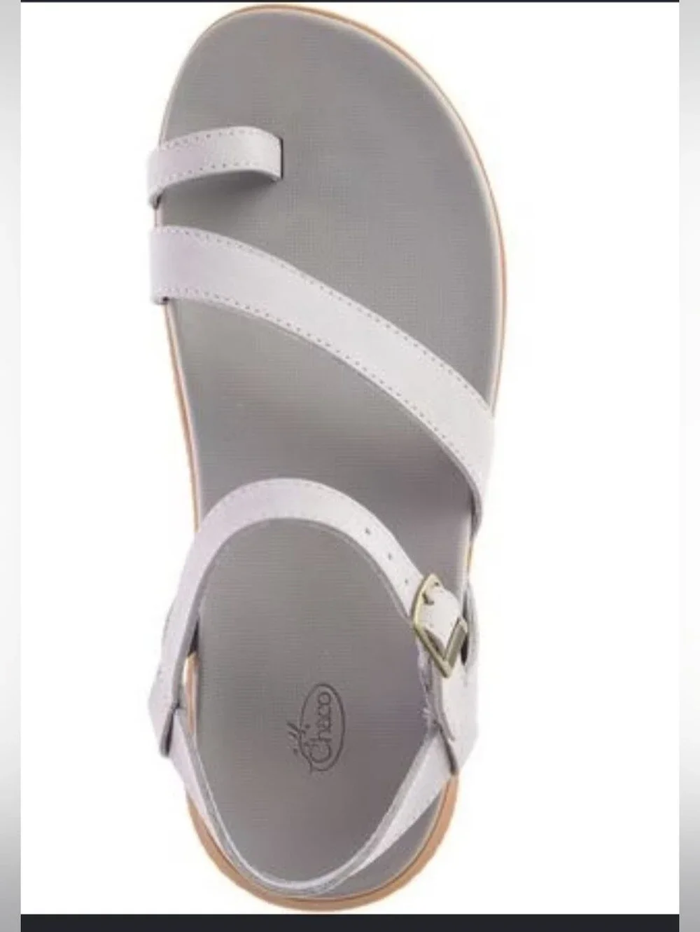 EUC Chaco Tulip Light Grey Leather Strappy Toe Loop Sandal Size US 7